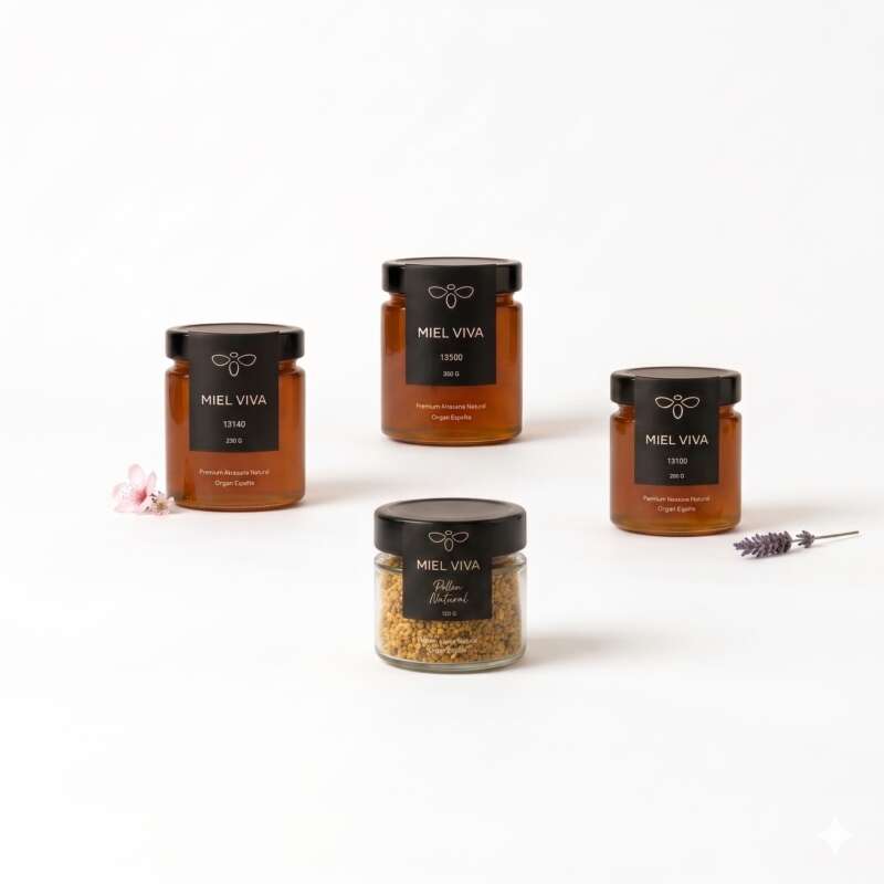 Pack personalizado de miel artesanal y polen natural Miel Viva, ideal como regalo